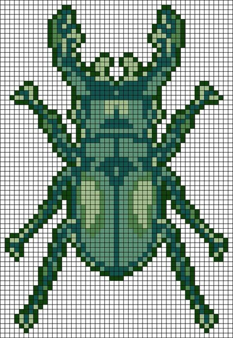 Beetle Crochet Grid, Beetle Alpha Pattern, Cute Crochet Tapestry Patterns, Tapestry Grid Patterns, Bug Alpha Pattern, Moth Alpha Pattern, Crochet Tapestry Alpha Pattern, Knitting Graph Patterns, Fish Alpha Pattern