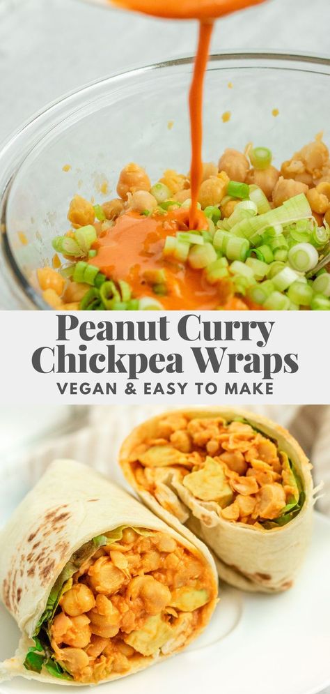 Vegan Lunch Sandwich Ideas, Vegan Chickpea Wrap, Curry Lunch Ideas, Curry Chickpea Wrap, Vegan Lunches To Go, Quick Vegan Lunch Ideas, Clean Vegan Eating, Chickpea Wrap Recipes, Vegan Wrap Ideas