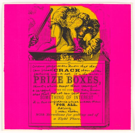 Corita Kent (Sister Mary Corita). P prize boxes from circus alphabet. 1968 | MoMA Corita Kent, James Rosenquist, Prize Box, Claes Oldenburg, Immaculate Heart, Jasper Johns, Film Studies, Alphabet Print, Andy Warhol