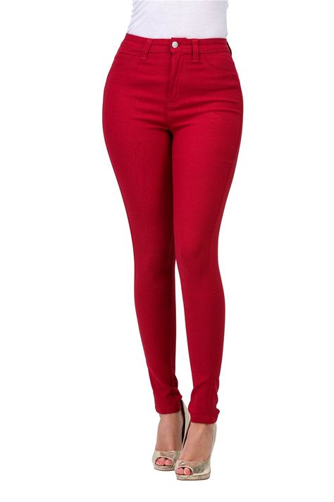 Red bodysuit outfit jeans