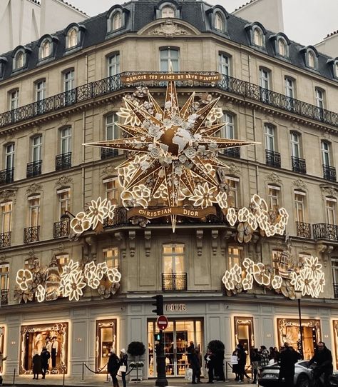 Dior Store Paris, Dior Christmas, Nowruz Table, Boutique Aesthetic, Dior Store, Paris Christmas, Mall Facade, Dior Shop, Peacock Wall Art