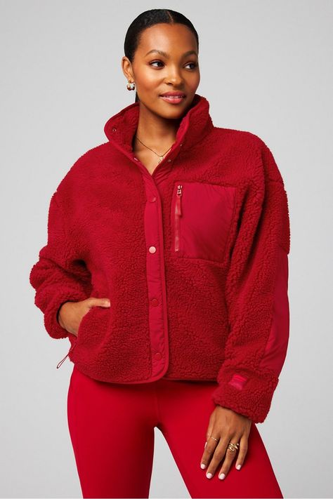 Tahoe Teddy Jacket Fabletics red female Activewear >> Womens >> Jackets & Outerwear >> Jackets regular Everyday Trend Jacket, Female Activewear, Teddy Fabric, Cozy Jacket, Soft Teddy, Womens Jackets, Teddy Jacket, Women's Jackets, Sherpa Jacket