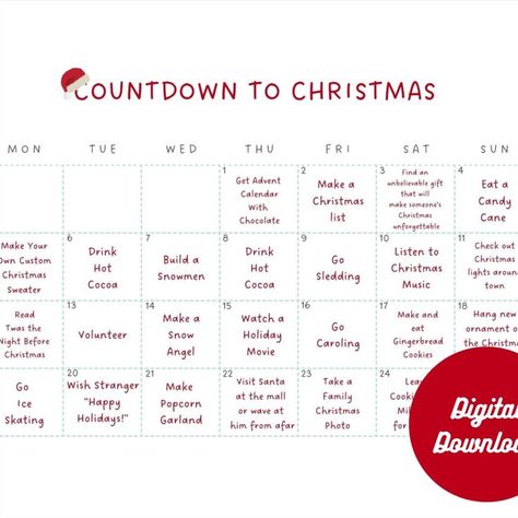 Christmas bucket list printable advent calendar with tasks for every day from December 1st till the Christmas Eve on December 24th. Printable digital December calendar and winter bucket list for great family activities. This is your perfect Christmas advent calendar to have tasks together with your family, your partner, sibling or just do it by yourself to get into Christmas spirit!
Countdown to Christmas in the best way with this printable Christmas bucket list advent calendar. Christmas Bucket List Printable, Advent Calendar Printable, Bucket List Printable, Winter Song, Printable Advent Calendar, Christmas Bucket List, Winter Songs, Christmas Bucket, Favorite Christmas Songs