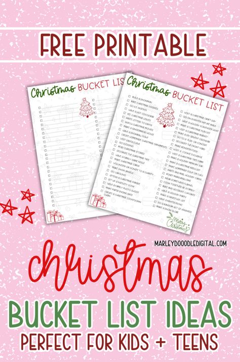 Make the most of your holiday season with this free printable Christmas bucket list! With over 39 fun ideas and activities, this list is perfect for families looking to create new traditions and memories. Whether you’re baking, crafting, or enjoying outdoor adventures, this list has it all. Download your free Christmas bucket list now and get started on your holiday fun! Christmas Time Bucket List, Kids Christmas Bucket List, Christmas List To Do, Family Christmas Bucket List, Christmas Activity List, December Bucket List Kids, Christmas Bucket List For Toddlers, Christmas To Do List With Kids, Free Printable Christmas List