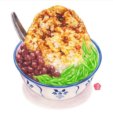 Malaysia Food Drawing, Cendol Illustration, Malaysia Traditional Food, Malaysian Food Illustration, Angpow Design, Malay Dessert, Foods Drawing, Malaysian Food Desserts, Penang Food