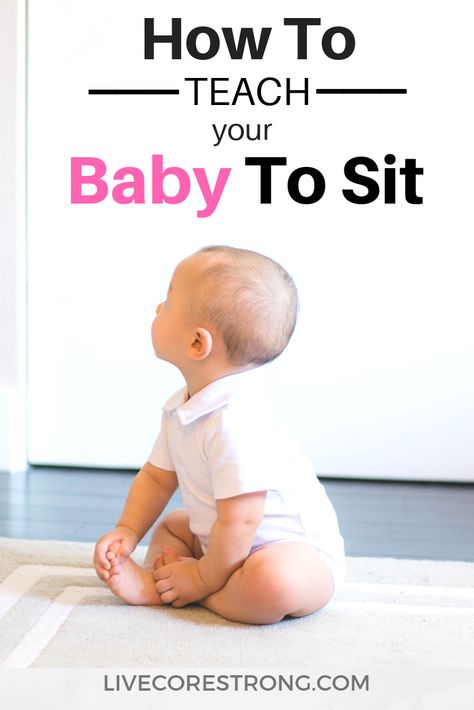 Get physical therapy recommendations on how to teach your baby to sit up. Help your baby reach this milestone faster with these expert tips, exercises and fun baby activities. #babymilestone #baby #sit #sitting #teachyourbaby #6months #sixmonths #situp #situptips #howtositup #ideas #tips #fun #mom #plays Sitting Up Baby, Teaching Babies, Baby Sitting, Flying With A Baby, Baby Workout, Baby Education, Crawling Baby, Cool Baby, Baby Development