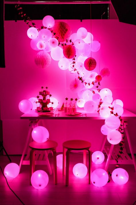 Light up your pink party with these illoom LED balloons. Cyberpunk Wedding, Led Light Up Balloons, Circus Cat, Hot Pink Bridesmaid Dresses, Hot Pink Bridesmaids, Pr Ideas, Pink Led Lights, Light Up Balloons, Birthday Lights