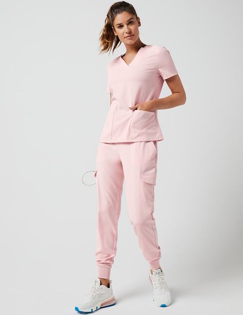 Cargo Jogger Pant in Blushing Pink - Medical Scrubs by Jaanuu Nursing Scrubs Outfits, Nurse Outfit Scrubs, Medical Scrubs Fashion, Stylish Scrubs, Medical Scrubs Outfit, Jogger Pants Outfit, Cargo Jogger Pants, Scrubs Outfit, Scrubs Uniform