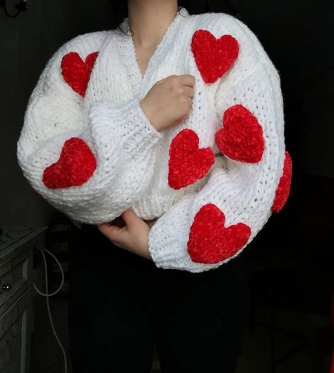 Red Heart Knit Cardigan Cardigan Heart Love Valentine's | Etsy Heart Cardigan, Valentines Day Heart, Cardigan Knit, New Heart, Very Cold, Heart Women, Blue Clouds, Dry Cleaners, Oversized Cardigan