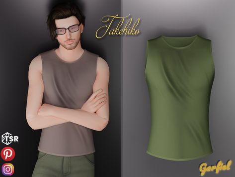 The Sims Resource - Takehiko - Tank Top Sims 4 Cc Tank Top Male, Sims4 Outfits, Sims 4 Clothing Sets, Sims Download, Sims 4 Male Clothes, Alpha Cc, Turtleneck Tank Top, Boys Tank Tops, Cute Floral Dresses