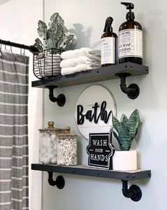 Restroom Decor, Farmhouse Bathroom Decor, Small Bathroom Decor, House Bathroom, Bathroom Shelves, Kids' Bathroom, Bathroom Makeover, Bathroom Inspiration, The Bathroom