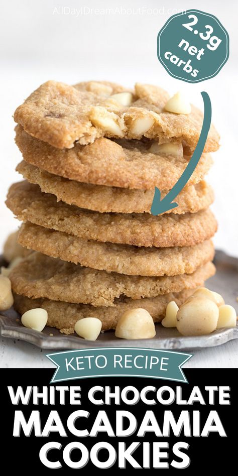 Keto White Chocolate, Chocolate Macadamia Cookies, White Chocolate Macadamia Cookies, Galletas Keto, Chocolate Macadamia Nut Cookies, White Chocolate Macadamia Nut Cookies, White Chocolate Macadamia Nut, Macadamia Cookies, Macadamia Nut Cookies