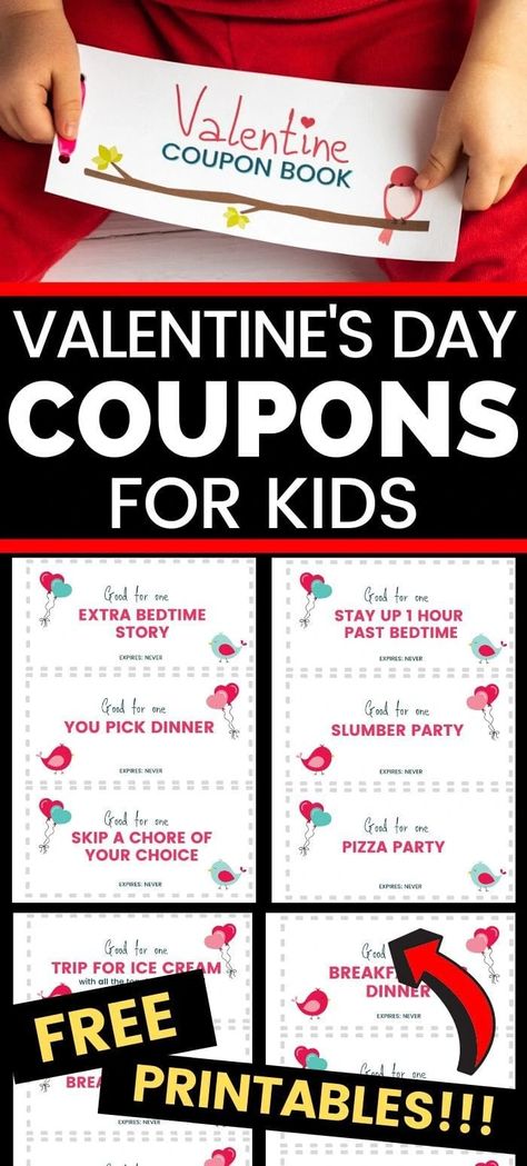 Coupons For Kids, Diy Coupons, Valentine Gifts For Kids, Valentine's Day Crafts For Kids, Valentine's Day Printables, Valentines Coupons, Happy Valentines Day Card, Kids Valentines, Valentine Activities