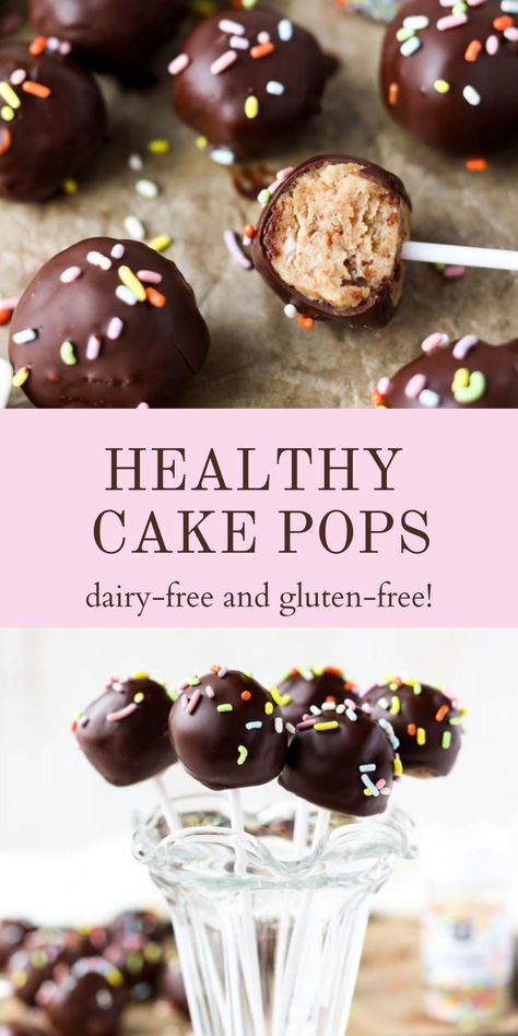 Gluten And Dairy Free Cake Pops, Dairy Free Cake Pops Recipes, Healthy Cake Pops Recipe For Kids, Dye Free Cake Pops, Vegan Gluten Free Cake Pops, Healthy Gender Reveal Food, Cake Pops Gluten Free, Gluten Free Dairy Free Cake Pops, Gluten Free Cake Balls