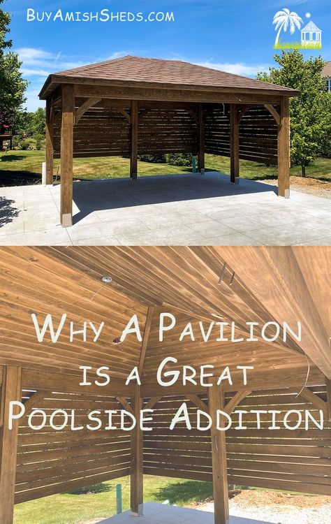 Pool Pavilion Ideas, Outdoor Shade Structures, Inground Pool Landscaping, Pool Pavilion, Pool Shade, Outdoor Pavilion, Backyard Gazebo, Shade Structure, Built To Last