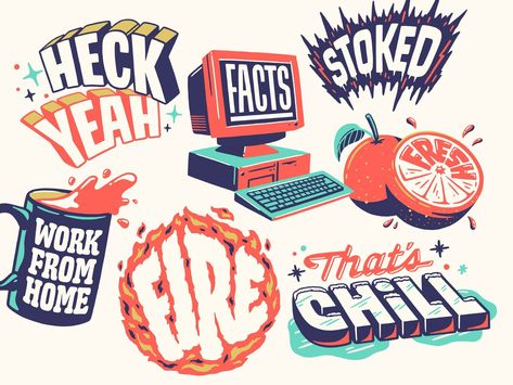 Facebook — Typographic Stickers! by Scott Biersack   #dribbble #design #lettering #facebook #stickerst #typography Inspiration Typographie, Typographie Inspiration, Sticker Design Inspiration, Design Jobs, Typographic Design, Typography Inspiration, Sticker Collection, Fonts Design, Logo Inspiration