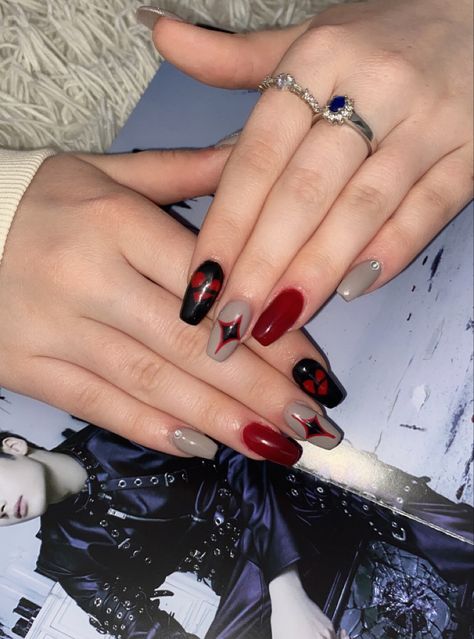 Kpop Artist Nails, Txt Inspired Nails Temptation, Txt Themed Nails, Txt Nail Art, Txt Inspired Nails, Enhypen Nails Designs, Txt Nails Designs, Txt Nails, Good Boy Gone Bad