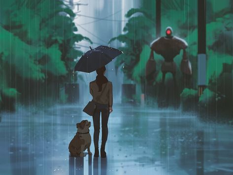 atey ghailan on Twitter: "Rainy encounter #art #AnimeArt #anime #artwork #rain… " Rain Cartoon, Atey Ghailan, Rainy Day Aesthetic, Concept Art World, Fantasy Artist, Best Artist, Anime Artwork, Anime Scenery, Graphic Artist