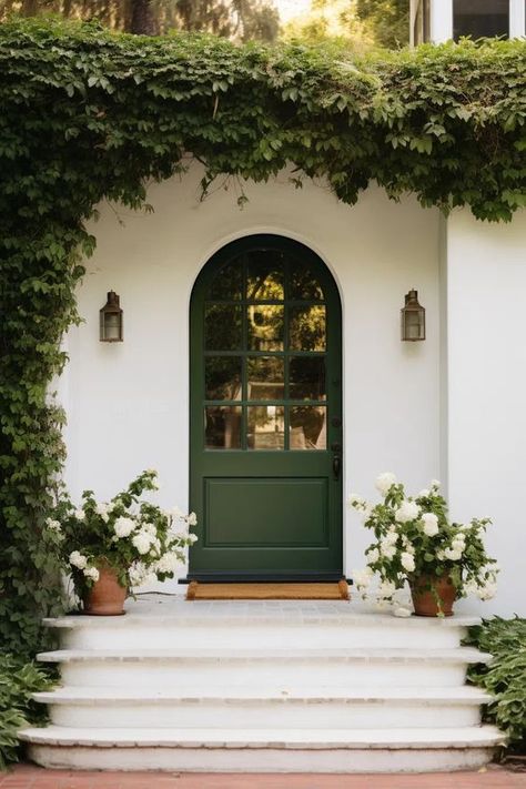 Transform your home's curb appeal with these 6 modern tips. From updating your front door to installing contemporary windows, enhance your home's value effortlessly. Modern Curb Appeal, Front Door Color Ideas, Door Color Ideas, Exterior Front Door Colors, Front Door Color, White Exterior Houses, Green Shutters, Contemporary Windows, Green Front Doors