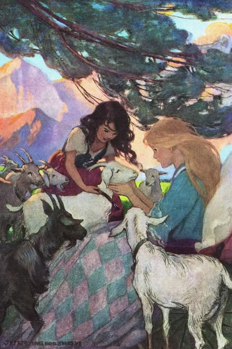 Pagan Drawings, Heidi Aesthetic, Heidi Book, Jessie Willcox Smith, Johanna Spyri, Book Obsession, Children's Stories, Ski House, Roses Drawing