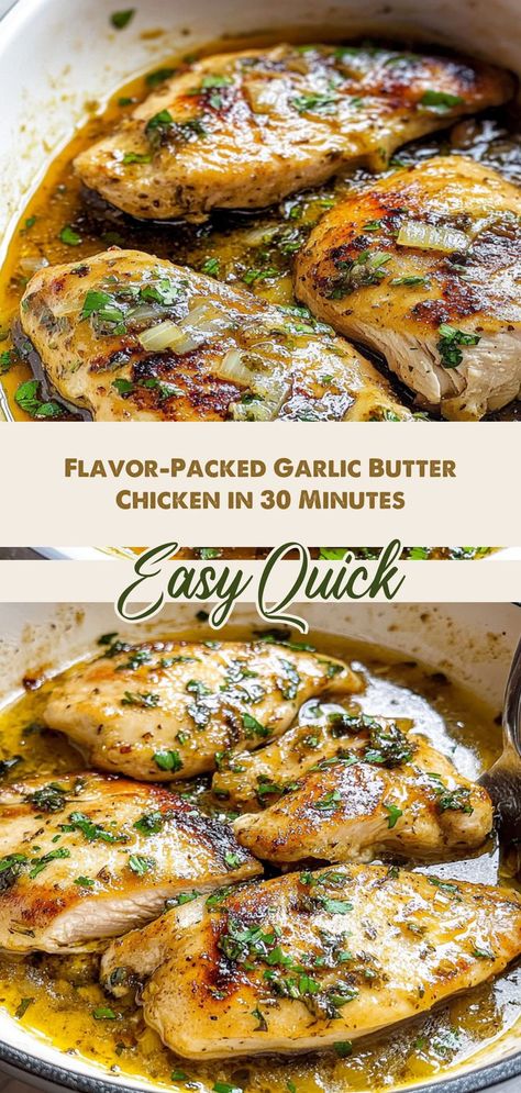 Say goodbye to boring dinners with this Flavor-Packed Garlic Butter Chicken recipe! In just 30 minutes, you can serve up tender chicken breasts smothered in a mouthwatering garlic butter sauce. Ideal for family gatherings or casual get-togethers, this dish is versatile and easy to customize. Whether you choose to add fresh herbs or serve it with a side of crusty bread, this Garlic Butter Chicken will quickly become a staple in your home. Experience the deliciousness today! Comfort Casseroles, Butter Chicken Recipe, Chicken Breast Seasoning, Quick And Easy Dinner Recipes, Tender Chicken Breast, Garlic Butter Chicken, Garlic Butter Sauce, Recipes Family, Family Dinner Recipes