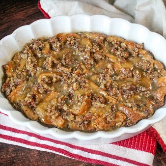 Holiday Baking | Just A Pinch Recipes Bread Pudding With Rum Sauce, Praline Bread Pudding, Mardi Gras Recipes, Pecan Bread Pudding, Rum Sauce, Pecan Bread, Chocolate Bread Pudding, Pecan Praline, New Orleans Recipes