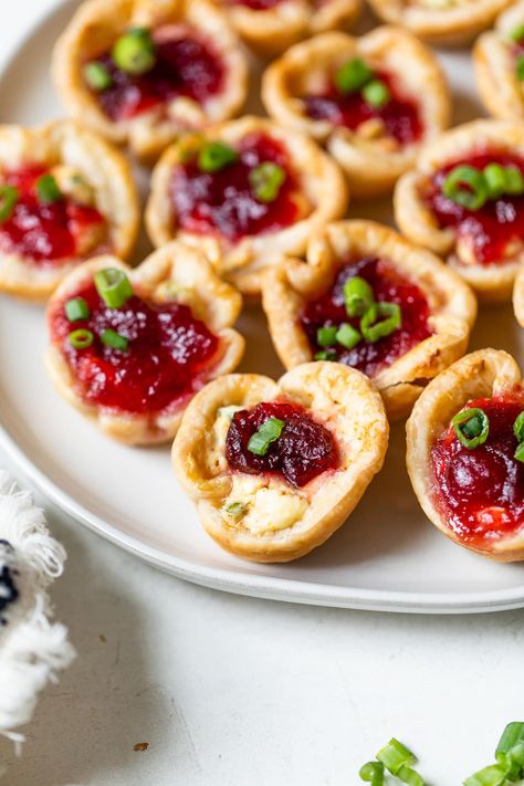 Cranberry Cream Cheese Appetizer Bites Cranberry Appetizer, Cranberry Bites, Well Plated, Cream Cheese Appetizer, Cheese Appetizer, Buttery Pie Crust, Brie Bites, Cranberry Cream Cheese, Cranberry Cheese