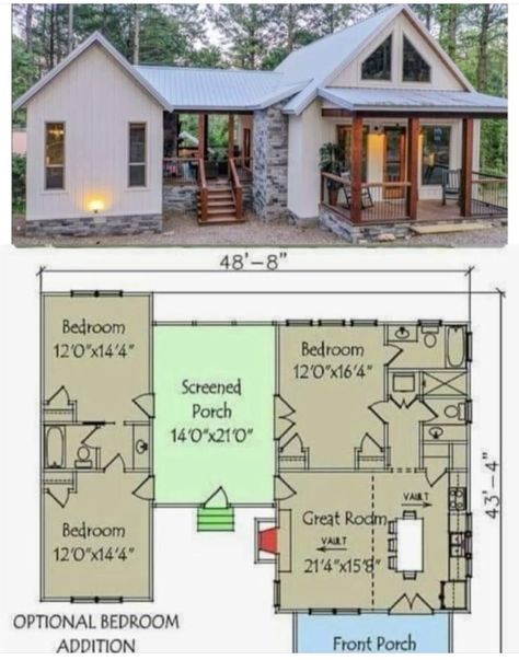 Modern Cottage House Plans, Small Cottage Plans, Unique Small House Plans, Cottage House Designs, Small Cottage House Plans, House Plans With Pictures, Small Cottage Homes, Cottage Floor Plans, Cottage Style House Plans