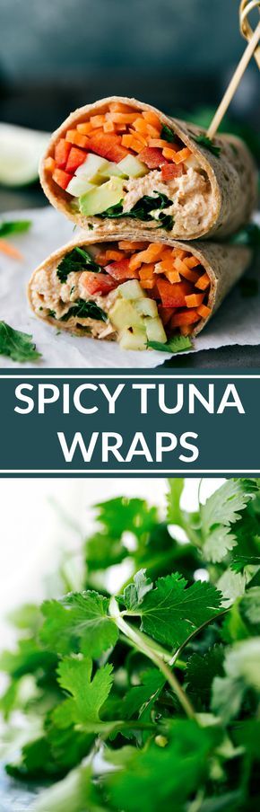 SPICY TUNA WRAPS! Healthy easy and delicious! via chelseasmessyapron.com Tuna Wraps Healthy, Spicy Tuna Wrap Recipe, Sriracha Tuna, Wraps Homemade, Tuna Wraps, Spicy Tuna Sushi, Tuna Sushi Rolls, Tuna Fish Sandwich, Tuna Salad Ingredients