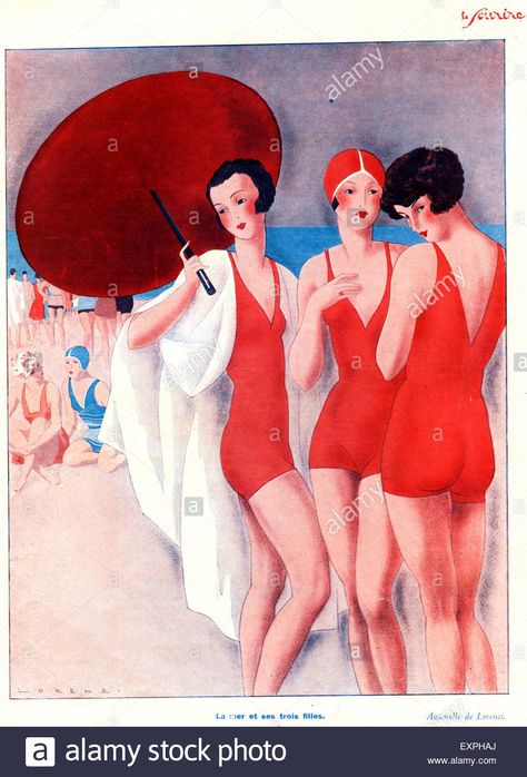 1920s France Le Sourire Magazine Cover Stock Photo 1920 Poster, Arte Jazz, Art Deco Advertising, Three Women, Deco Poster, Three Graces, Art Deco Posters, Vintage Magazines, Beauty Art