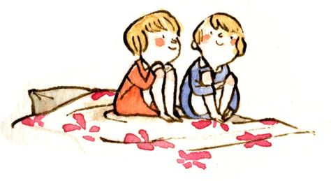 twins! (I have been practicing with watercolours for an upcoming book. This Holiday Season will be busy for me, working on two new books I a... Twins Illustration, Qin Leng, Editorial Art, Comic Layout, Mid Century Illustration, Designer Living, Type Illustration, Kawaii Illustration, Illustration Quotes