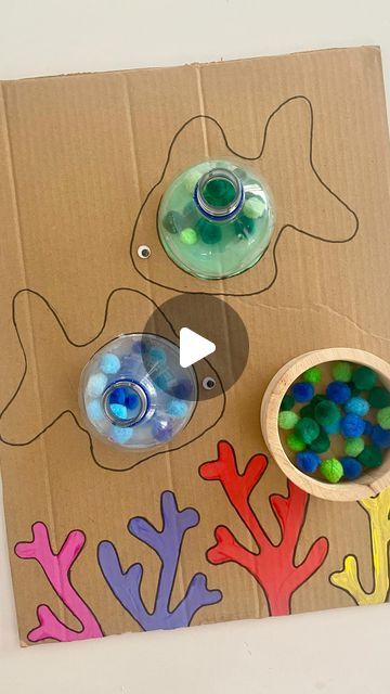 Sea Creatures Sensory Play, Empty Plastic Bottles, Color Sorting, Play Ideas, Fun Craft, One Love, Simple Flowers, Sensory Play, Pom Poms