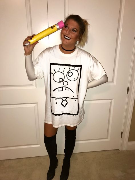 Halloween- doodlebob costume Doodlebob Costume, Meme Day Costumes, Clever Halloween, Halloween Coustumes, Clever Halloween Costumes, Holloween Costume, Costumes For Teens, Scary Halloween Costumes, Halloween Costumes Friends