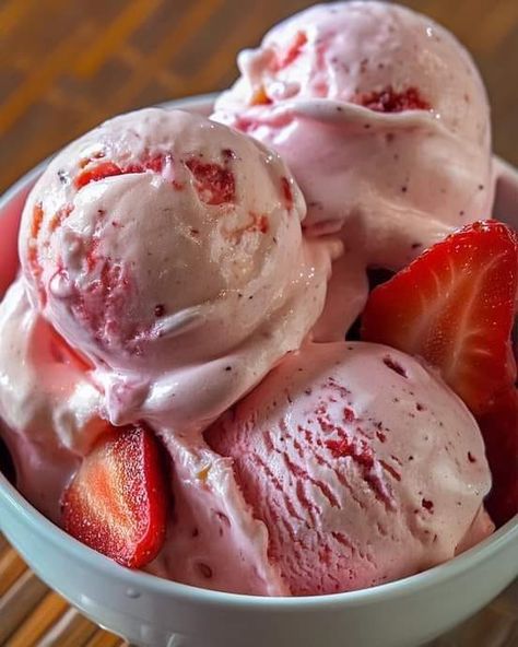 Strawberry Sensation Ice Cream | Scooped Ice Cream, Sweets For Diabetics, Bean Ice Cream, Martha Stewart Recipes, Ice Cream Ingredients, Homemade Ice Cream Recipes, Vanilla Bean Ice Cream, Refreshing Desserts, Ice Cream Treats