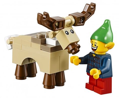 lego instructions reindeer | LEGO Christmas Elf Minifigure with LEGO Reindeer Winter Village 2014 Lego Ornaments, Lego Christmas Village, Lego Candy, Lego Winter Village, Lego Advent Calendar, Lego Advent, Lego Winter, Lego Club, Lego Christmas