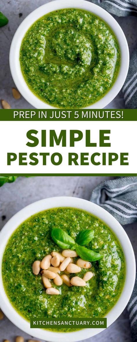 Simple Pesto Recipe, Fresh Basil Pesto, Basil Pesto Recipes, How To Make Pesto, Veggie Dip, Pesto Recipe, Basil Pesto, Recipe Card, Appetizer Dips