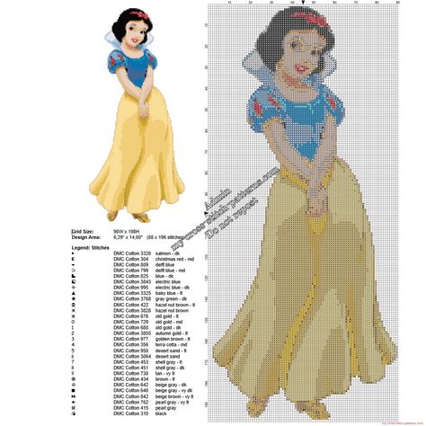 Disney Snow White free cross stitch pattern 88 x 196 29 DMC threads - free cross stitch patterns simple unique alphabets baby Snow White Cross Stitch, Cross Stitch Patterns Free Disney, Free Cross Stitch Pattern, Disney Cross Stitch Patterns, Disney Snow White, Stitch Cartoon, Disney Cross Stitch, Cross Stitch Bookmarks, Cross Stitch Baby