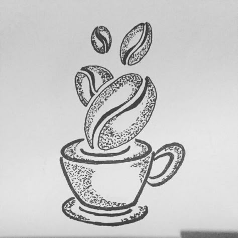 #sketch #coffee #tattoo #design #pointilisme ☕☕☕ Coffee Drawing Aesthetic, Coffee Tattoo Design, Dot Shading, Dot Drawings, Class Drawing, Hanuman Tattoo, Coffee Tattoo, Dotted Drawings, Stippling Art