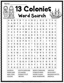 13 Colonies Word Search Activity by HappyTeacherHappyStudents | Teachers Pay Teachers Colonial Days Activities For Kids, 13 Colonies Activities, Third Grade Social Studies, 3rd Grade Social Studies, Social Studies Notebook, 4th Grade Social Studies, 6th Grade Social Studies, American History Lessons, 13 Colonies