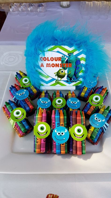 Monsters Inc Candy Table, Monster Inc Diy Decorations, Monsters Birthday Party Ideas, Monsters Inc Birthday Party Favors, Two Scary Birthday Party Monsters Inc, Monsters Inc Themed Dinner, Monsters Inc Birthday Party Ideas Food, Monsters Ink First Birthday, Monsters Inc Birthday Decorations