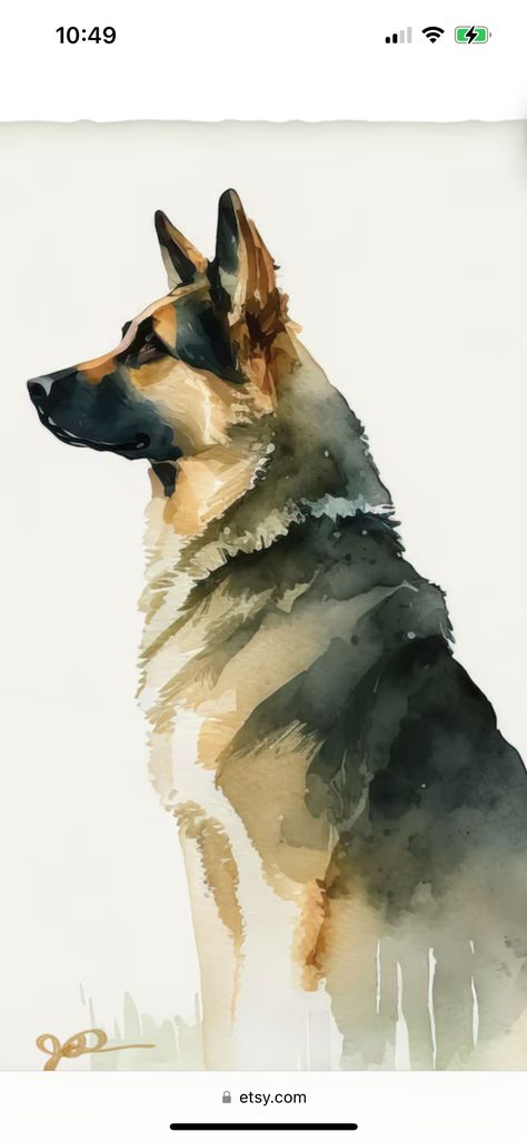 Watercolour Dog Simple, Dog Watercolor Painting Easy, German Shepherd Painting, Dog Watercolor Art, Watercolor Painting Easy, Dog Watercolor Painting, German Shepherd Art, Watercolor Dog, Easy Watercolor