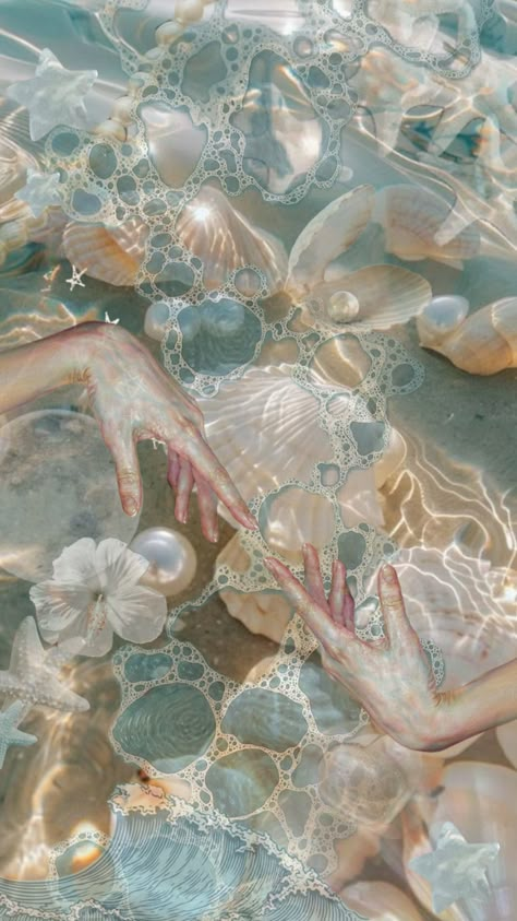 Mermaid Vibes Wallpaper, Mermaid Collage Wallpaper, Mermaid Ocean Aesthetic, Ocean Pearl Aesthetic, Ocean Theme Aesthetic, Mermaid Art Wallpaper, Water App Icons, Ocean Collage Wallpaper, Mermaid Wallpaper Aesthetic