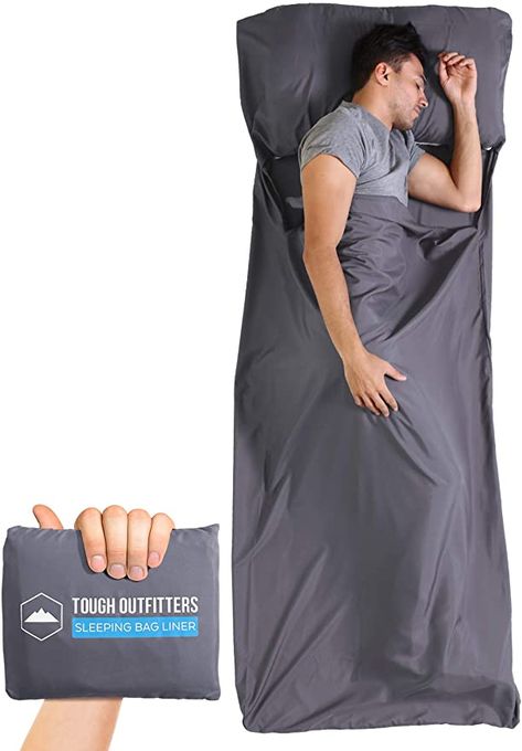 Amazon.com : Tough Outdoors XL Sleeping Bag Liner - Travel Sheet for Adults - Lightweight Sleeping Sack for Camping, Traveling, Hotels & Backpacking - Smooth & Breathable Fabric : Sports & Outdoors Best Sleeping Bag, Sleeping Bag Liners, Lightweight Sleeping Bag, Sleeping Bag Liner, Comfortable Camping, Down Sleeping Bag, Military Bag, Hydration Backpack, Sleep Sack