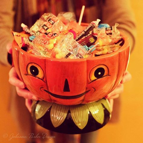 Trick Or Treat Bowl, Bowl Ideas, Johanna Parker, Sweet Birthday, Candy Bowl, The Sweet, Trick Or Treat, Birthday Candles, Happy Halloween