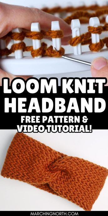 Learn how to make this warm and cozy loom knit ear warmer headband in this step by step tutorial and video! | DIY crossed earwarmer, loom knit headband pattern, free loom knitting patterns, crossed ear warmer, knitted ear warmer pattern, knitted headband pattern, easy loom knitting projects Loom Knit Ear Warmer, Easy Loom Knitting Projects, Loom Knit Headband, Loom Knitting Patterns Free, Loom Knitting Patterns Hat, Loom Knitting For Beginners, Round Loom Knitting, Circle Loom, Loom Hats