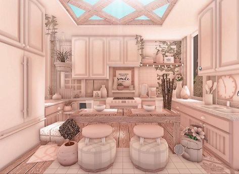 Cottage Core Bloxburg House, Kitchen Cabinet Style, Kitchen Cabinets Design, Preppy House, Kitchen Cabinets Ideas, Roblox Bloxburg House Ideas, Blocksburg Room Ideas￼, Bloxburg Kitchen, Bloxburg House Ideas 2 Floor