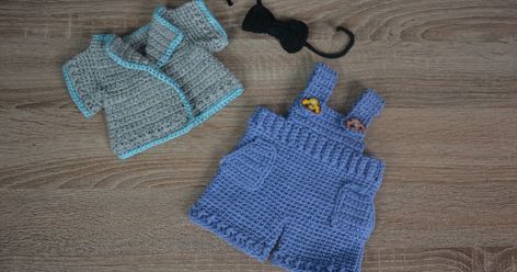 Hello, finally I've written down the pattern for Mr Bear clothes . It is available for free. I'm working on the pattern for Lady Bear ... Build A Bear Clothes Pattern, Bears In Love, Bear Outfit, Build A Bear Outfits, Bear Clothes, Knitted Teddy Bear, Teddy Bear Clothes, Crochet Jumper, Crochet Shoes Pattern