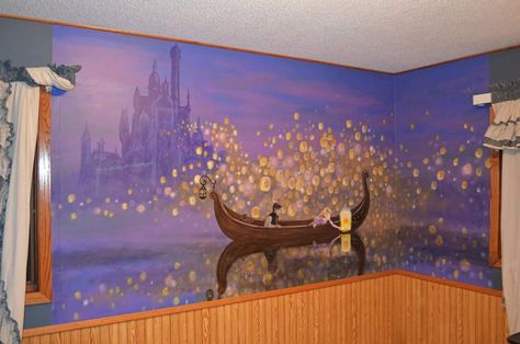 Tangled Mural, Tangled Room, Rapunzel Room, Disney Princess Bedroom, Disney Room, Pink Bedroom Design, Kids Room Murals, Disney Rooms, Boy Bedroom Design