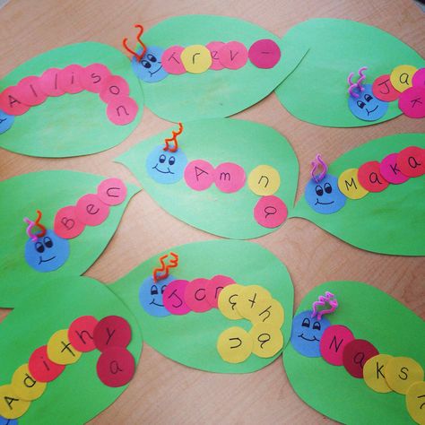 Insects Art And Crafts For Preschool, Caterpillar And Butterfly Preschool Theme, Preschool Caterpillar Craft, Spring Bugs Preschool Crafts, Caterpillar Craft For Preschool, Caterpillar Lesson Plans Preschool, Hungry Caterpillar Name Craft, Butterfly And Caterpillar Crafts, Caterpillar To Butterfly Craft Preschool