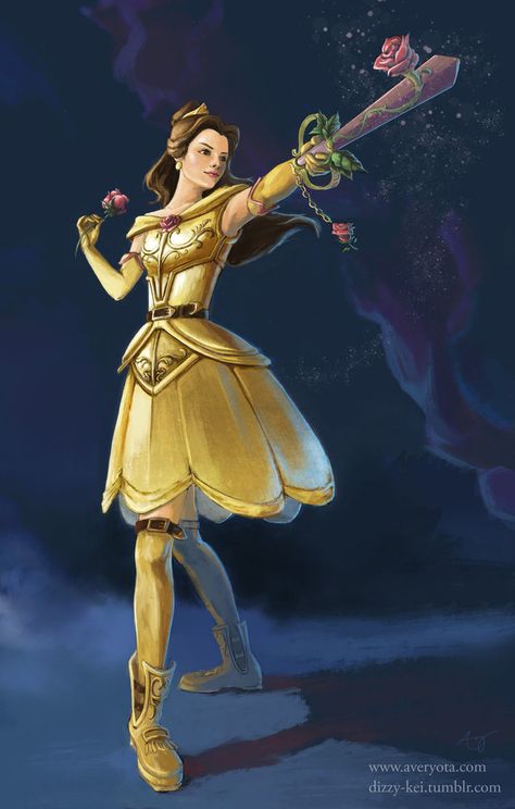 Belle with the Keyblade Divine Rose (aka ラヴィエンローゼ) Guess I should draw the others, too! Cinderella with Stroke of Midnight: furafura.dev... Disney Princess Warriors, Dunia Disney, Princesas Disney Anime, 디즈니 캐릭터, Twisted Disney, Belle Disney, Princesa Disney, Modern Disney, Arte Disney